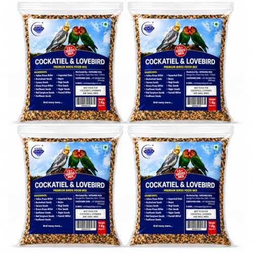 Image of Nitishree Premium Mix Seeds for Lovebird & Cocktail Bird Food, 4 kg | For Cockatiel & Lovebird