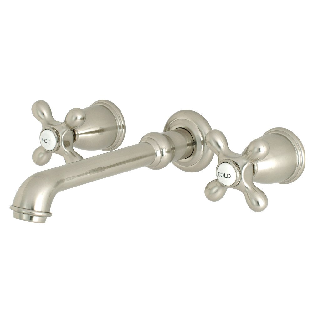 Robinet mural cuisine style campagne laiton nickel satiné pour évier 25 cm