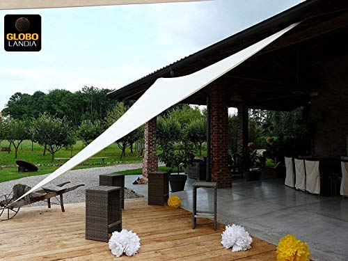 85509 - Tenda a Vela Parasole Ombreggiante da Giardino Resistente alla Pioggia per Feste - Triangolare 3m - Colore Panna marcata Globolandia SRL