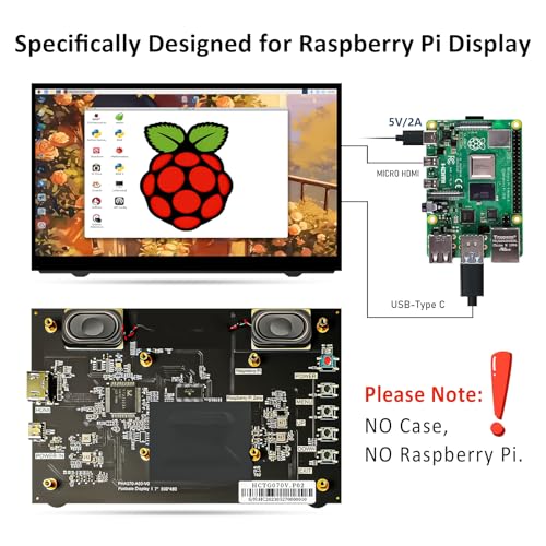 Image of HAMTYSAN 7'' Raspberry Pi Display,800x480 HDMI Mini Small Monitor with Dual-Speaker,LCD Screen for Raspberry Pi 4 /3 /2 /Zero /B /B+ Win11 /10 /8 /7 (Non-Touch)