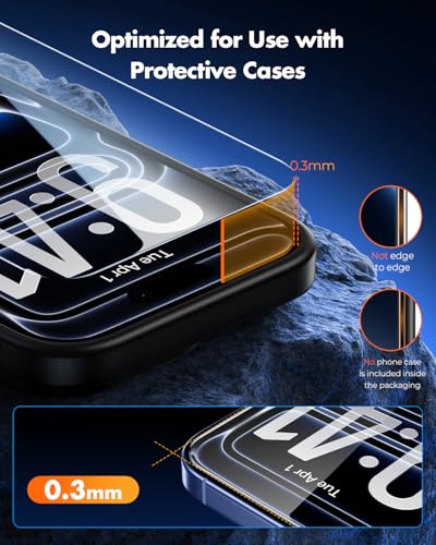 Image of UNBREAKcable for iPhone 17 Pro Screen Protector [Quick-Installation Box] 3-Pack 9H+ Hardness Shatterproof Tempered Glass [99.99% HD Clear] [Case Friendly] [Bubble Free] for iPhone 17 Pro 6.3 inch