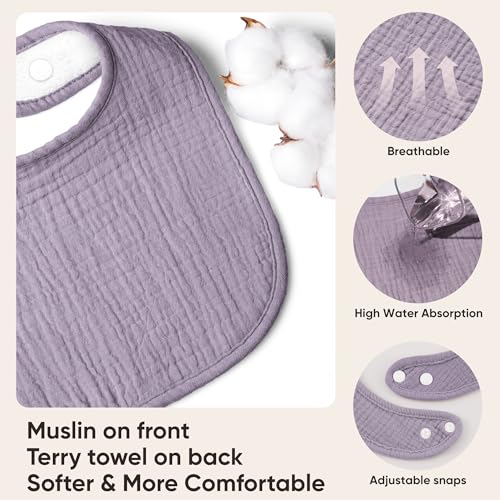 100% Cotton Muslin Baby Bibs 10-Pack Baby Drool Bibs for Unisex Baby Toddlers Infant Newborns Drooling and Teething(Rosebud) by Bearmoss - Image 2