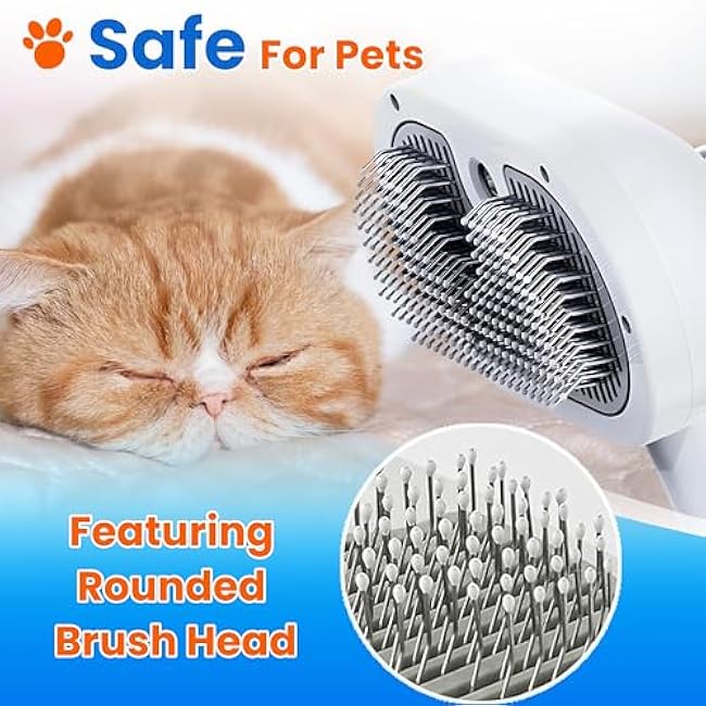Pet Steam Brush For Cat & Dog - Pets Spray Hair Removal Comb - Cats Indoor Shedding & Grooming Mist Tool - Water Steamer Brushes for Long & Short Haired Dogs - Spritz Defur Comb (White Pro)-2KZauuCP