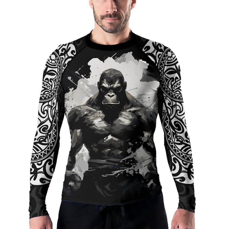 Gorilla Jiu Jitsu Men's Long Sleeve Baselayer Performance Compression Shirt MMA BJJ Grappling Rash Guard4