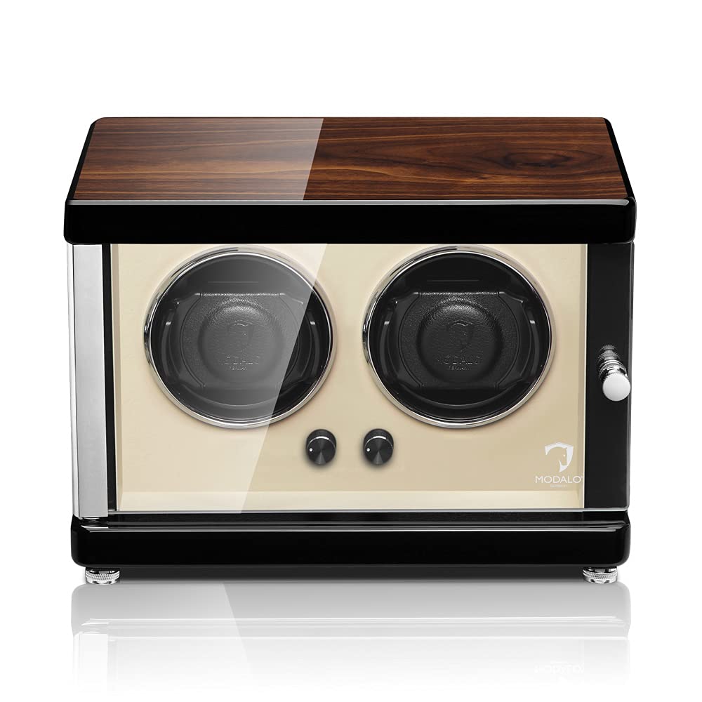 MODALO Uhrenbeweger (Watch Winder) Ambiente MV4 für 2 Uhren Walnuss-Holz Design…