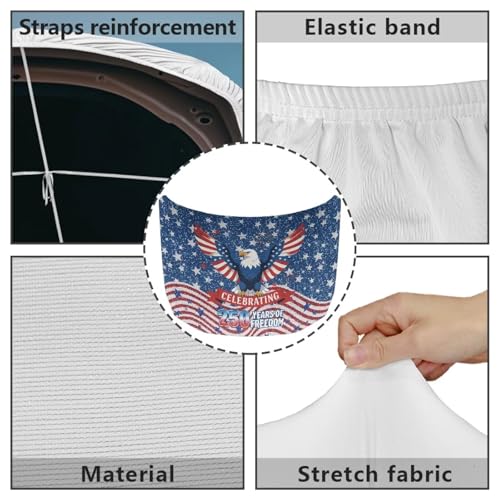 Image of Stars and Stripes 250 Anniversary Car Hood Cover Polyester Elastic Fabrics Can be Washed Suitable for Large SUV and Pickup Trucks
