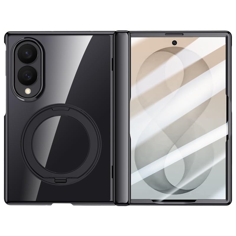 Generic etui kompatybilne z Samsung Z Fold 8 (kolor: czarny) Magnetyczny przezroczysty pokrowiec na zawiasy ochraniacz 360 stojak etui plus szkło