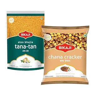 Tana Tan (Aloo Bhujia) 1000g and Roasted Chana Cracker 200g Combo of 1200g (42.33Oz) – Authentic Indian Snacks Family Pack | Crunchy Namkeen, Party Mix, Bar Snacks & Tea-Time Treats