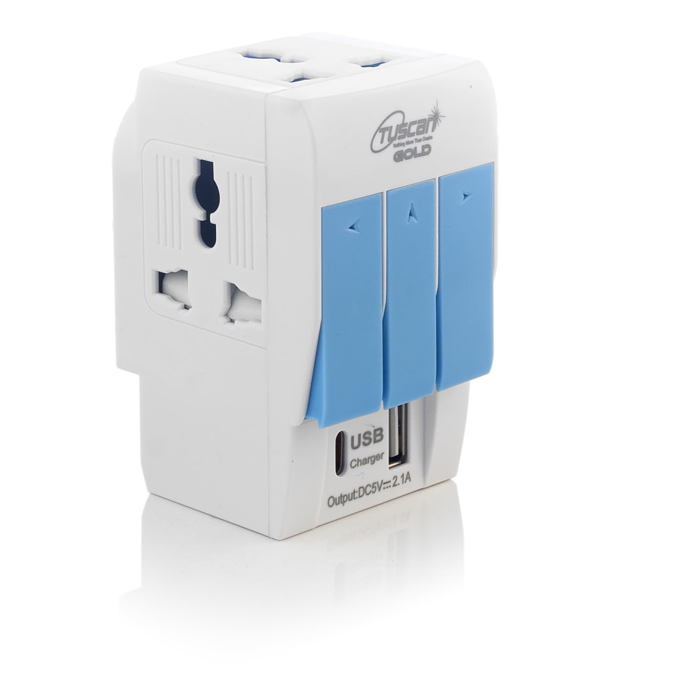 Hi-Plasst 3 Pin Multi Plug Socket - Universal Travel Adapter with 2USB Ports, Type-C, Individual Switches, Safety Shutters, LED Indicator (Type D) for Home, Office, Charge 3 AC + 2 USB devices at once-image-44