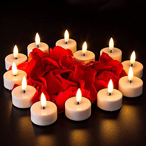 Actpe Led Tea Light Candles With Timer Flickering Flame, 12Pcs Battery Operated Realistic Bright Unscented Tea Light Fake Candles For Romantic Wedding Home Xmas Decor Birthday Halloweens, Warm White #TOP1
