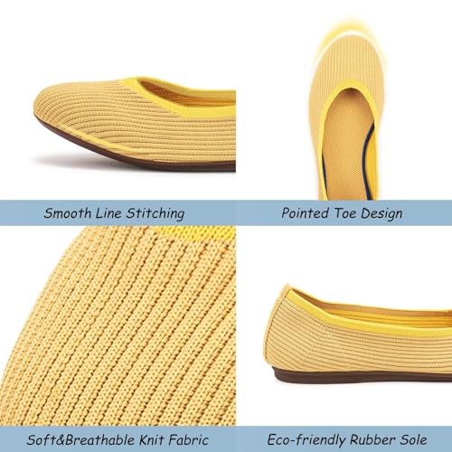 Image of Frank Mully Women's Ballet Flats Round Toe Walking Flats Slip On Work Shoes Knitted Flats Shoes for Woman Soft Lightweight