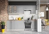 cucina lineare con finestra  JAZZI S  Cucina Lineare Completa L 240cm 7 pz  Set di mobili da Cucina  Finitura Opaca + Maniglie in Metallo