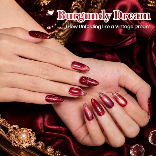 Image of Beetles Red Gel Nail Polish Set, Jelly Glitter Cat Eye Solid Color | 20 Colors Shimmer Magnetic Nail Gel Kit with Base Coat Top Coat Matte Top Coat, LED UV Light Cure Soak Off Nail Art Manicure