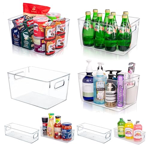 Joymeezo Clear Plastic Storage Bins-8 Pcs Pantry Organizers and Storage