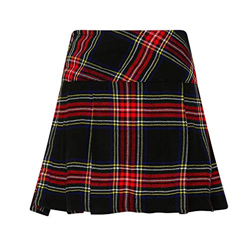 Womens 16.5 in Scottish Tartan Mini Kilt Skirt Black Stewart 4 US2