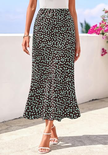 Image of BTFBM Satin Skirts for Women Trendy 2026 Summer Fall | High Waisted A-Line Leopard Print,Floral Print, Business Casual,Cocktail,Wedding Guest,Long Silk Midi Skirt