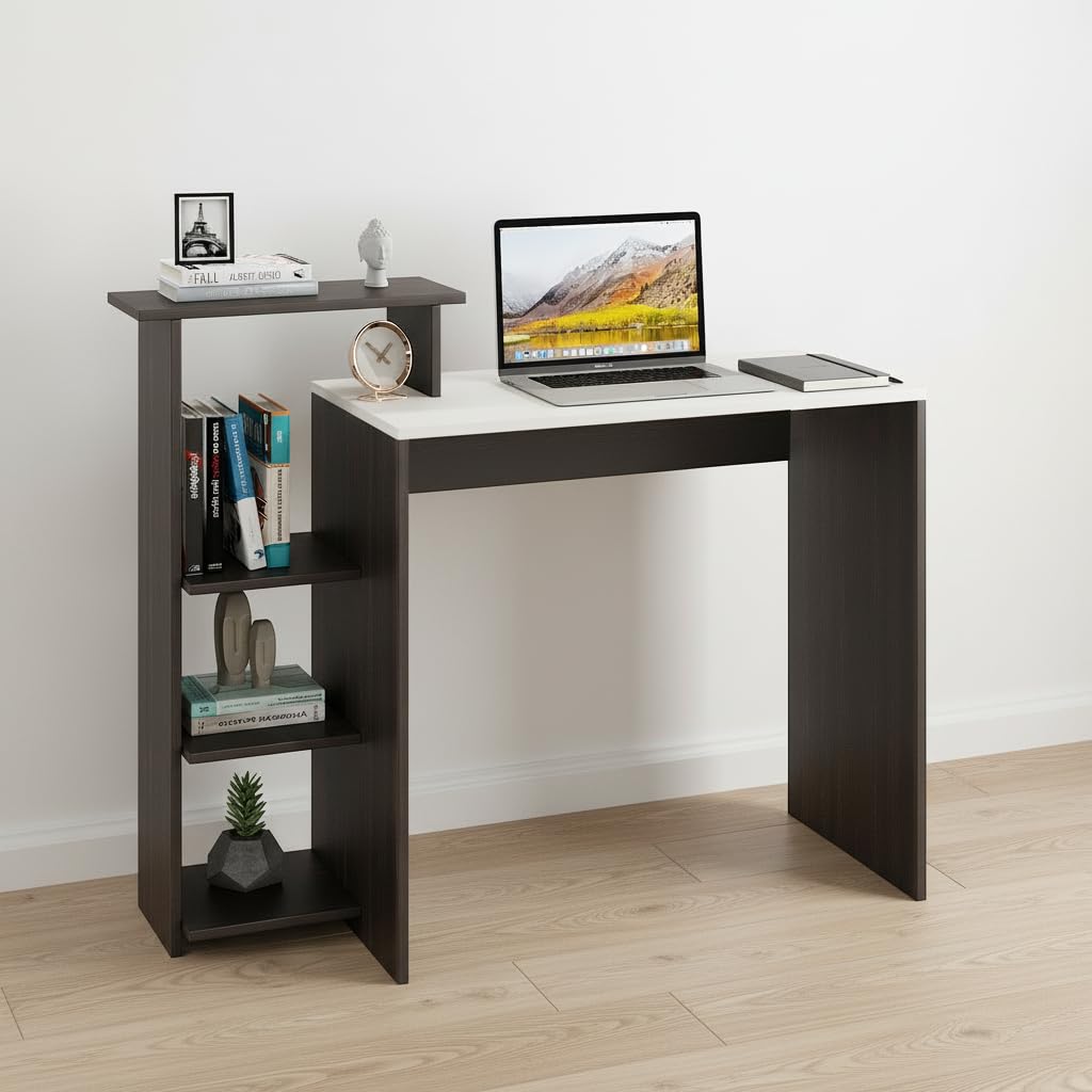 FURNEASER Austin Engineered Wood Study Table with Side Storage