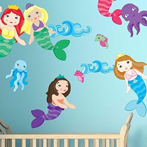 Littlest Mermaid Wall Decal Set - Mermaid Wall Decal by Chromantics
