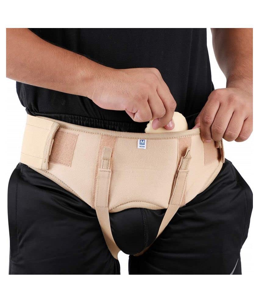 Image of TADDY Inguinal Hernia Belt For Men Hernia Support Truss with Removable Pressure Pads Double Hernia Pain Relief Comfortable Brace (Large, Beige)