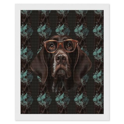 Peinture diamant chien braque allemand pour décoration salon cocooning