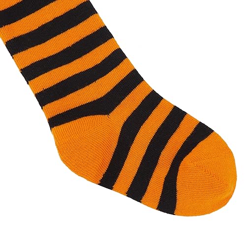 Century Star Gestreift Strumpfhose für Mädchen Baumwolle Strumpfhosen Halloween Weihnachten Kinderstrumpfhose Warme Strümpfe Orange und Schwarz L