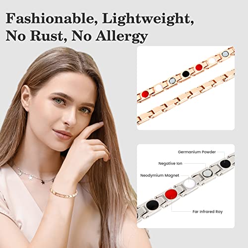 Magnetic Lymph Detox Bracelet Weight Loss, For Women Lymph Magnetic Drainage Bracelets, Energy Therapy Slimming Bracelet, Anti Swelling Arthritis Pain Relief 2Pcs (Rose Gold+Silver) #TOP5
