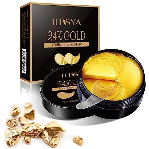 ROUSE 24K Gold Eye Masks Under Eye Collagen Patches Anti-Wrinkle Anti-Aging Eye Gel for Dark Circles Puffy Eyes Under Eye Bags Moisturizing Eye Treatment Masks-60pcs Cover