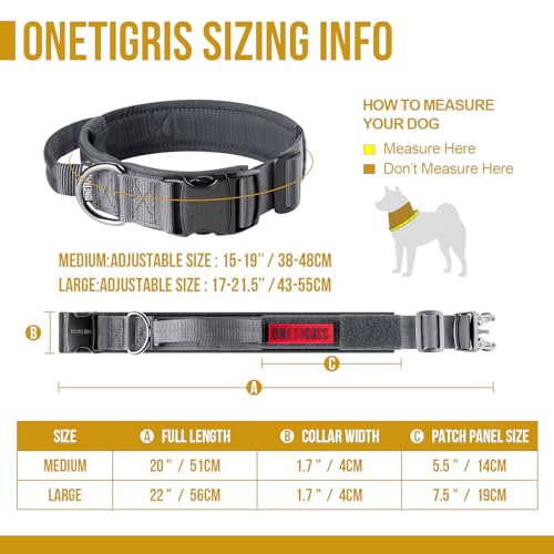 OneTigris Tactical Dog Collars with Handle,Military Dog Collar for Large Dog,Adjustable Nylon Collar German shepherd Collar with Heavy Duty Metal Buckle for Dog Training and Walking (M - Image 2