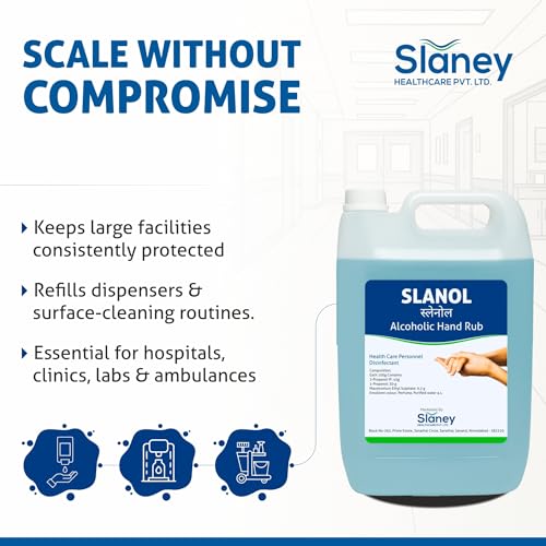 Image of Slanol Alcoholic Hand Rub - 500ml Surgical Grade Hand Sanitizer with 75% Isopropyl Alcohol & Moisturizer, Kills 99.9% Germs, Professional Disinfectant for Medical & Home Use (Pack of 2)