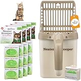 NEATER PET BRANDS Neater Scooper (Tan) and 180 Count Refill Bag Bulk Pack Value Bundle - Cat Litter Sifter Scoop System with Extra Waste Bags