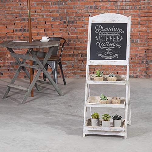 Mygift Shabby Whitewashed Wood Chalkboard Easel With 3 Display Shelves #TOP2