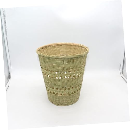 Miniatura 4 de Cabilock 1 PC cestas tejidas hechas a mano de bambú contenedor de basura práctica cesta de almacenamiento de ropa verde claro