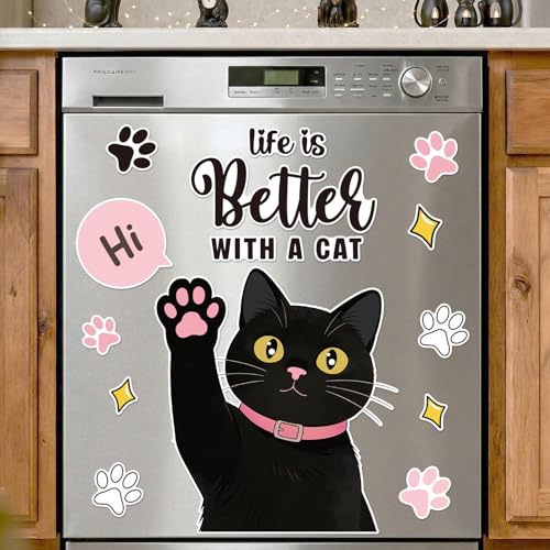 Imán decorativo para lavavajillas gato negro