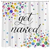 Get Naked Shower Curtain Set for Bathroom, Abstract Colorful Flying Confetti Dots Shower Curtain,...