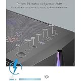 ATX Case Mid-tower Game Case, Panoramic Large Side View, I/O Panel USB3.0 / USB2.0 / Audio Port, Comes With RGB Light Bar, Personalized Panel