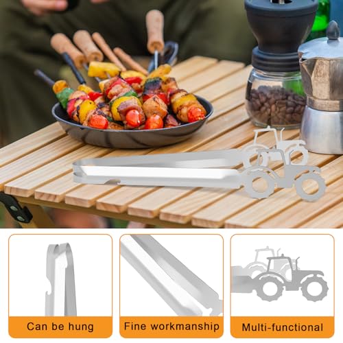 XCRPRT Grillpinzette 2 Stück, Grillzange Motiv Traktor, Grillzanges Motiv Feuerwehr Leiterwagen, Grillzange Feuerwehr, Geschenkidee, Landwirt Geschenk, Spülmaschinengeeignet(Silber)