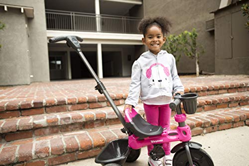 Joovy 4.1 Kids Tricycle With 4-Stages Featuring Extra-Wide Front Tire, Removable And Adjustable Parent Handle, Safety Harness, Machine-Washable Seat Pad, And Retractable Canopy (Pink) #TOP5