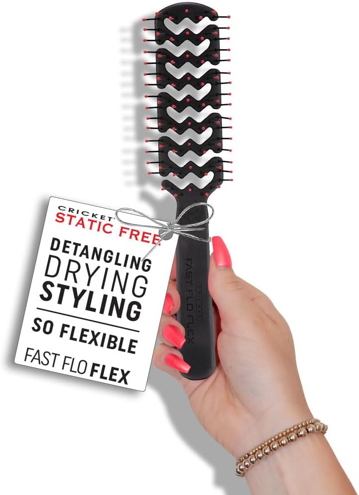 Static Free Fast Flo Flex Vent Hair Brush - Quick Drying, Detangling, and Styling - Anti-Static Bristles for Frizz-Free Blowouts, Ideal for All Hair Types