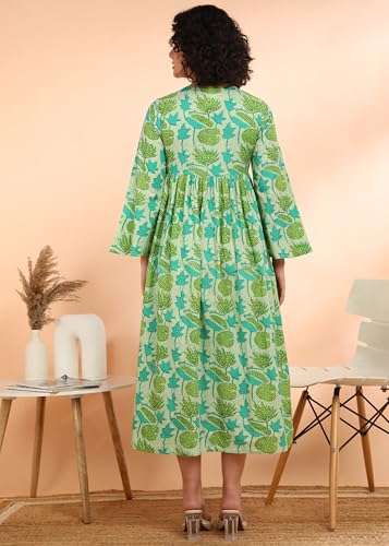Image of Maaesa Women Printed Cotton Flared Kurti