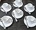 juego de 6 tazas de cafe con plato y ceramica blanco + 6 cucharillas d cafe de metal - juego moderno de cafe -Set de Regalo de Set de Café Tazas Para Espresso, Café Solo, Cortado