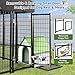 Guiferland Dog Kennel Outdoor, Large Outside Dog Kennel with Roof & Swivel Feeders/Removable Doggy Door Allow Connecting Your Dog House, Heavy Duty Dog Run Pen for Medium/Large Dogs (8'L x 4'W x 6'H)