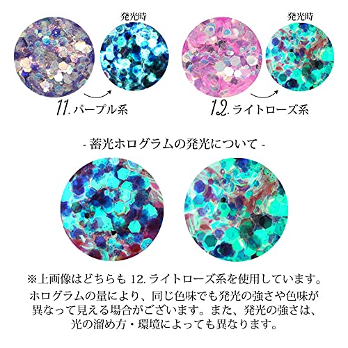 Amazon.co.jp: ネイル ラメ ホログラム ミックス 蓄光タイプ 約1g前後