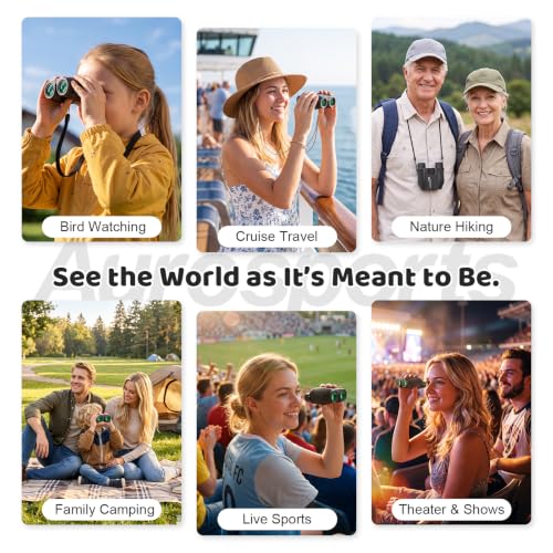 Image of Aurosports 10x25 Binoculars for Bird Watching with Bird Guide Book | Compact, Lightweight for Adults & Kids; BAK4 FMC Optics; Includes Bird Guide Book; Great Gift For Bird Watching, Travel