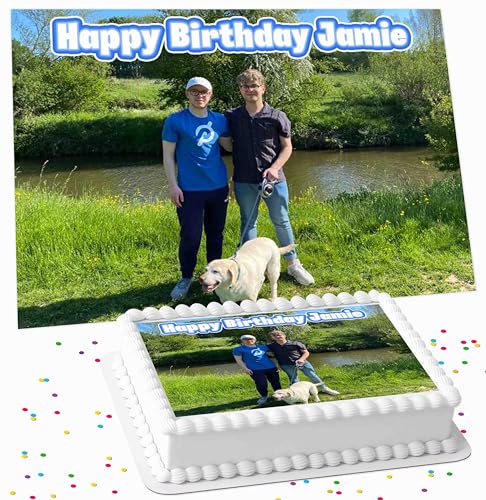Your Own Photo Image With Personalised Message A4 Sized (27cms x 20cms / 11 inch x 8 inch) Edible Icing Cake Topper Decoration