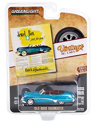 Modelo Diecast Buick Roadmaster 1949 1:64 Azul y Rojo