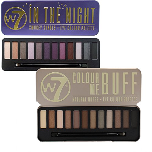 W7 Colour Me Buff Natural Nudes And In The Night Eye Shadow Palette Set