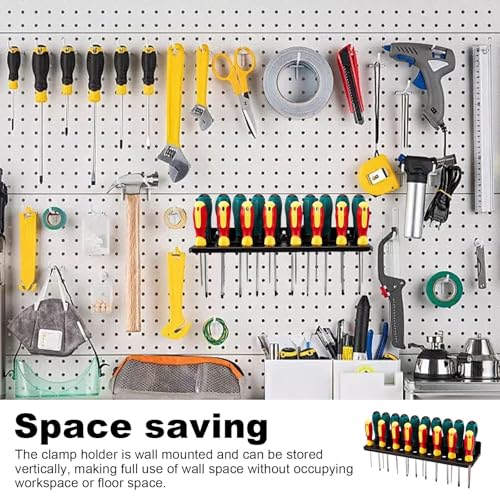 HSUYUN Schraubendreher Halterung, 25 Löcher Schraubendreher Halter, Kohlenstoffstahl Schraubenzieher-Halterung Wand, mit Schrauben und Dübeln, für Garage, Werkstatt und Arbeitstisch