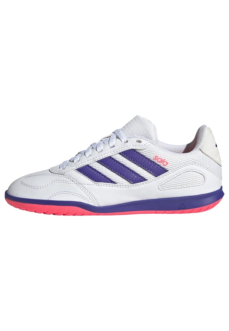 adidas Unisex niños Super Sala Competition III Indoor Football Kids Shoes, FTWR White/​Pure Purple/​Solar Turbo, 35 EU