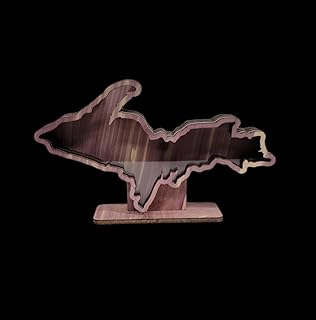 Upper Peninsula of Michigan (Cedar) Shadow Box UP for Small and Tiny agates, Beach Glass, Petoskey