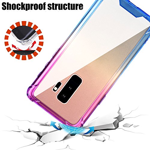 Baisrke Galaxy S9 Plus Case, Shock Absorption Flexible Tpu Soft Edge Bumper Anti-Scratch Rigid Slim Protective Cases Hard Plastic Back Cover For Samsung Galaxy S9+ Plus - Blue Purple Gradient #TOP6